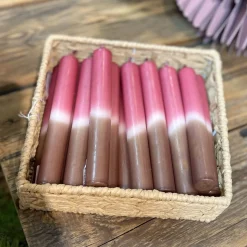 Stabkerze Dip-Dye, altrosa-taupe, Wachskerze, 180x22mm, Kerzenfarm Hahn