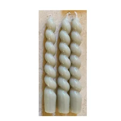Stabkerze Twist gedreht, Spitzkerzen hellgrün glänzend, 3 St/Pack, 18cm, Mica Decorations