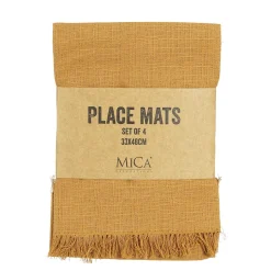 Stoff Platzsets mit Fransen, ocker, 4St/Pack, 38x33cm, Mica Decorations