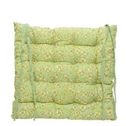 Stuhlkissen Karo hellgrün, mit Bändern, 40x40cm, Baumwolle