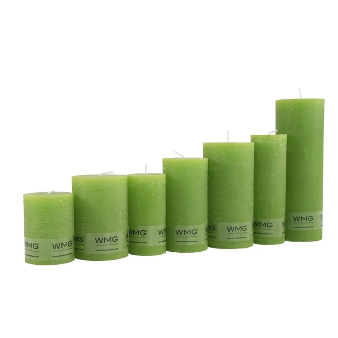 Stumpenkerze Rustic grün, Wachskerze, 40x38mm, WMG Grünberger