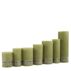 Stumpenkerze Rustic olive, Wachskerze, 80x60mm, WMG Grünberger
