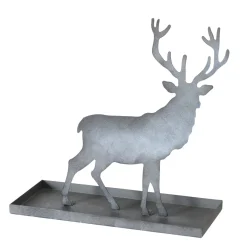 Tablett Hirsch Luga, Metalltablett mit Hirsch abnehmbar, grau, 34x35cm