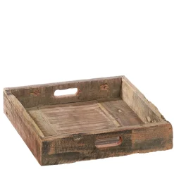 Tablett aus Altholz, rustikales Holztablett mit Griffe , 66x66cm, WMG Grünberger