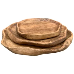 Tablett aus Naturholz, unregelmäßige Form, dekorative Holzschale, 23x22x2,5cm