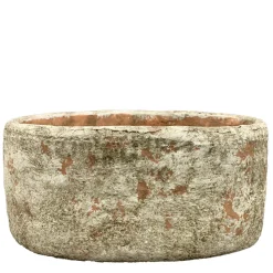 Tonschale Moola oval Shabby Chic, Zementtopf rötlich-braun, 18x9cm