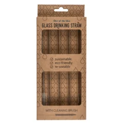 Trinkhalme aus Glas mit Reinigungsbürste, Glas-Strohalm, 20cm, 4 St/Set