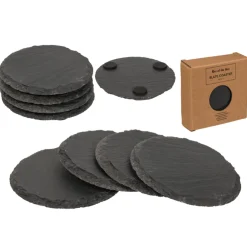 Untersetzer aus Schieferstein, runde Schieferplatten, Set/4, Ø10cm