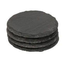 Untersetzer aus Schieferstein, runde Schieferplatten, Set/4, Ø10cm