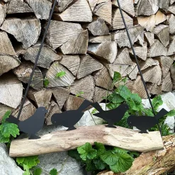 Vögel aus Eisen auf Naturholzast, 80x60cm, Hänger, WMG Grünberger