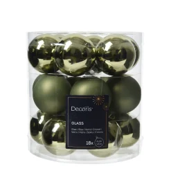 Weihnachtsbaumkugeln aus Glas, rosmaringrün glanz/matt, Ø4cm, 18St/Box, Decoris