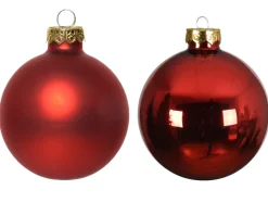 Weihnachtsbaumkugeln aus Glas, weihnachtsrot glanz/matt, Ø8cm, 16St/Box, Decoris