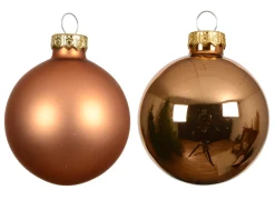 Weihnachtsbaumkugeln aus Glas, brandy glanz/matt, Ø4cm, 18St/Box, Decoris