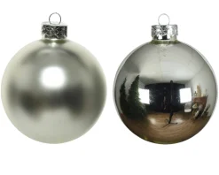 Weihnachtsbaumkugeln aus Glas, silber glanz/matt, Ø6cm, 10St/Box, Decoris