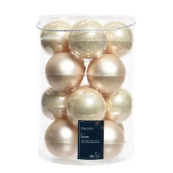 Weihnachtsbaumkugeln aus Glas, perle emaille/matt, Ø8cm, 16St/Box, Decoris