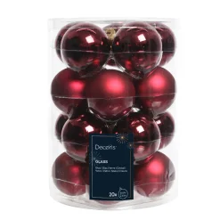Weihnachtsbaumkugeln aus Glas, ochsenblut glanz/matt, Ø6cm, 20St/Box, Decoris