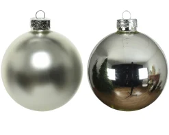 Weihnachtsbaumkugeln aus Glas, silber glanz/matt, Ø10cm, 4St/Box, Decoris