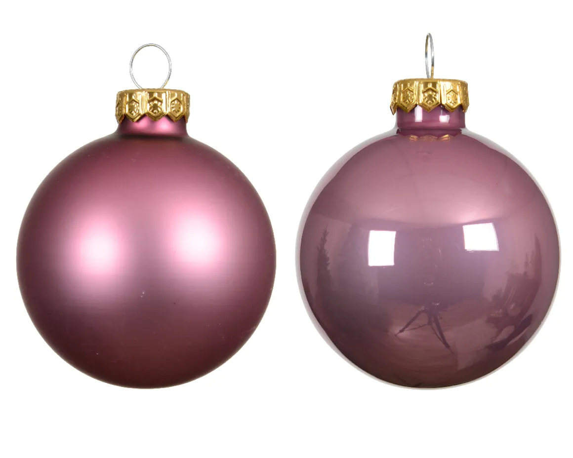 Weihnachtsbaumkugeln aus Glas, altpink glanz/matt, Ø6cm, 10St/Box, Decoris