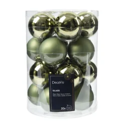 Weihnachtsbaumkugeln aus Glas, rosmaringrün glanz/matt, Ø6cm, 20St/Box, Decoris