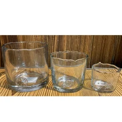 Windlicht Glas Organic mit unregelmäßigem Rand und Button, 6cm, WMG Grünberger