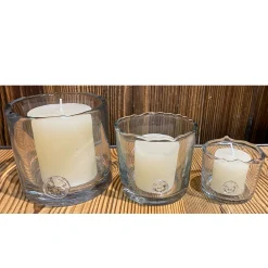 Windlicht Glas Organic mit unregelmäßigem Rand und Button, 6cm, WMG Grünberger