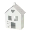 Windlicht Haus Mariele, Metallhaus weiß mit Herz und Blume, 27x35cm, Boltze Home Collections