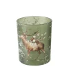 Windlicht Hirsch Luca grün, Hirsch mit Zapfen, 7x8cm, Boltze Home Collections