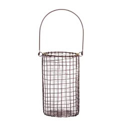 Windlicht Mathilda, Windlicht mit Henkel in Gitteroptik, 30x20cm, Metall-Glas, WMG Grünberger