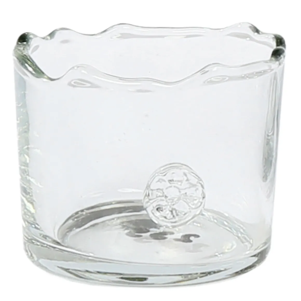 Windlicht Glas Organic mit unregelmäßigem Rand und Button, 10cm, WMG Grünberger