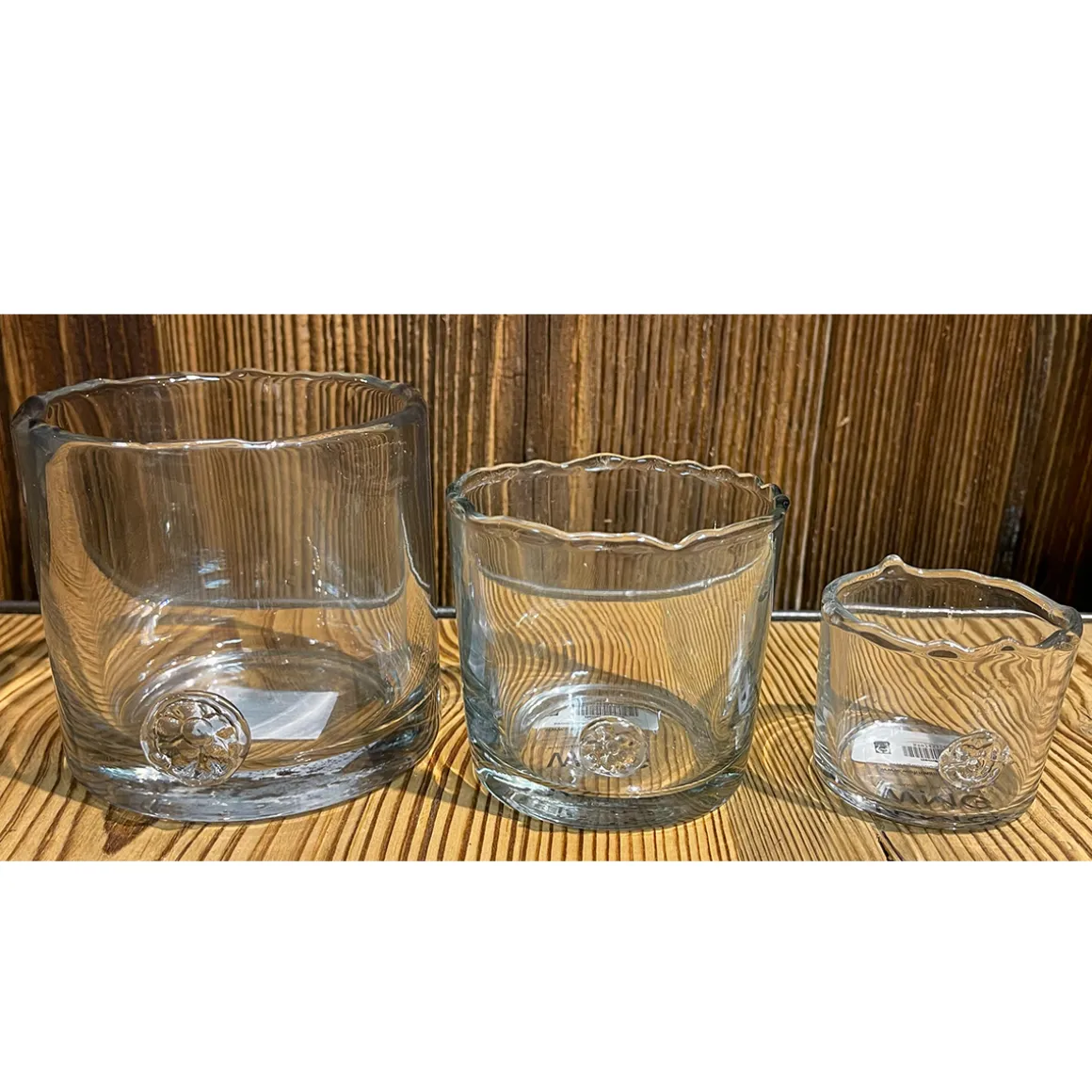 Windlicht Glas Organic mit unregelmäßigem Rand und Button, 10cm, WMG Grünberger