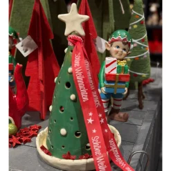 Windlicht Tannenbaum mit Stern, grüner Tannenbaum mit Schale, 30cm