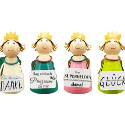 Zaunhocker Engel Schutzengel, Metallengel mit Krone und Schild: Ein herzliches Danke, 16cm