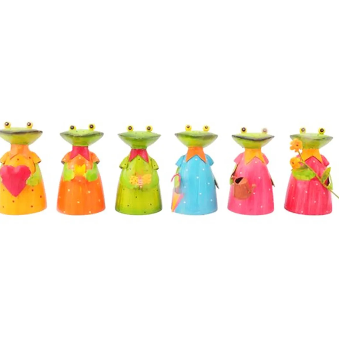 Zaunhocker Frosch mit Schmetterling, Metallfrosch grünes Kleid und Schmetterling, 18cm