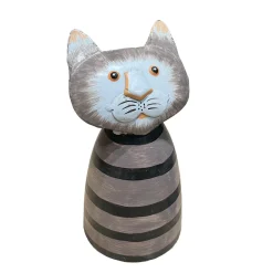 Zaunhocker Haustier Katze, Metallkatze schwarz-braungrau, 9x14cm