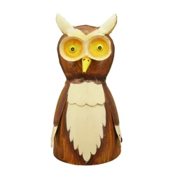 Zaunhocker Waldbewohner Tier Eule, Metalleule braun, 12x20cm