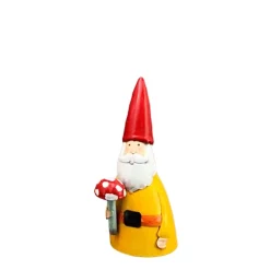 Zaunhocker Zwerg Gärtner orange, Metallzwerg mit Fliegenpilz, 26cm